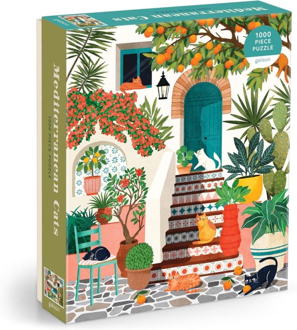 *預購251*美國品牌 Galison / 地中海貓 / 1000片 黑咖啡拼圖,拼圖,預購,地中海貓,地中海,貓,海濱別墅,建築,魅力,歐洲風格,色彩,美麗,特色,藝術家,藝術,主題,1000片,Galison,美國品牌