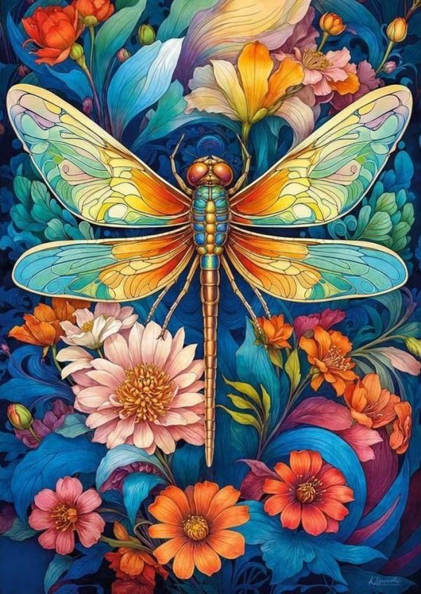 *預購243*波蘭品牌 Cherry Pazzi / 彩虹之翼 / 1000片 黑咖啡拼圖,拼圖,預購,彩虹之翼,蜻蜓,七彩,花朵,多彩,美麗,鮮豔,特色,藝術家,藝術,主題,1000片,Cherry Pazzi,波蘭品牌