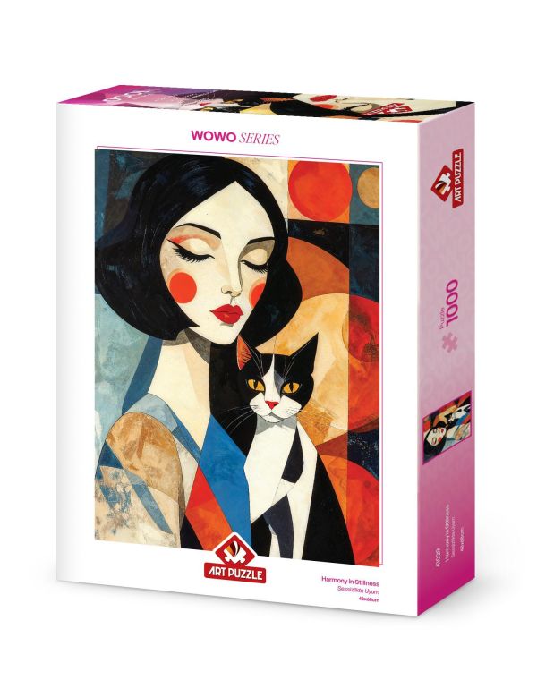 *預購253*土耳其品牌 Art Puzzle / 靜謐中的和諧 - WOWO系列 / 1000片 黑咖啡拼圖,拼圖,預購,靜謐中的和諧,靜謐,和諧,貓咪,現代藝術,幾何構圖,情感,立體派風格,色彩鮮艷,特色,藝術家,藝術,主題,1000片,ArtPuzzle,土耳其品牌