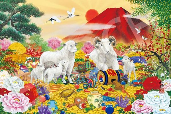 預購273*日本品牌 Epoch / 開運大吉綿羊 / 1500片 / 小拼片 黑咖啡拼圖,拼圖,預購,開運大吉綿羊,開運大吉,綿羊,生肖,開運圖,日本畫,吉祥畫,富士山,特色,藝術家,藝術,主題,1500片,Epoch,日本品牌