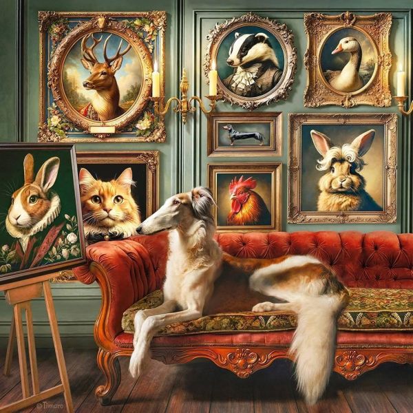 *預購243*波蘭品牌 Cherry Pazzi / 貴族動物園 / 1000片 黑咖啡拼圖,拼圖,預購,貴族動物園,動物園,動物,高貴,幽默,趣味,可愛,童趣,多彩,特色,藝術家,藝術,主題,1000片,Cherry Pazzi,波蘭品牌