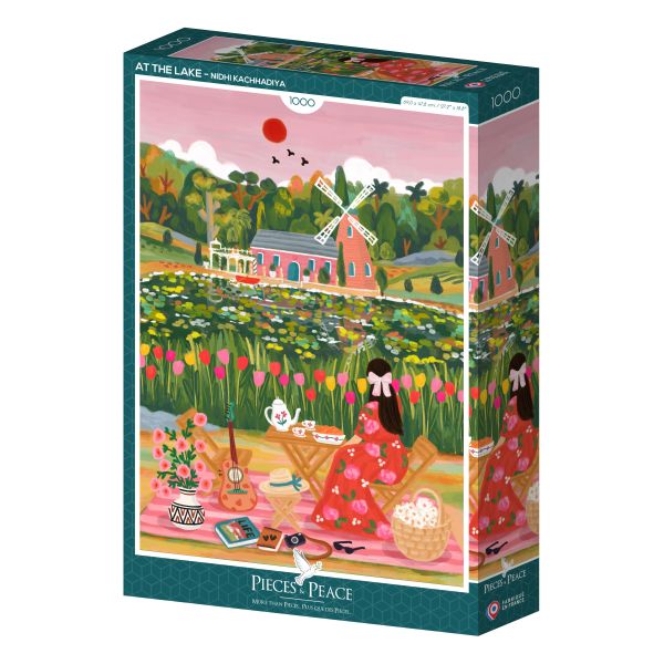 *預購210*法國品牌 Pieces & Peace / 湖邊 / 1000片 黑咖啡拼圖,拼圖,預購,湖邊,田園,自然,戶外茶會,田園慢活,多彩,鄉村風,風車,荷花池,旅行,愜意,自在,特色,藝術家,藝術,主題,1000片,PiecesPeace,法國品牌