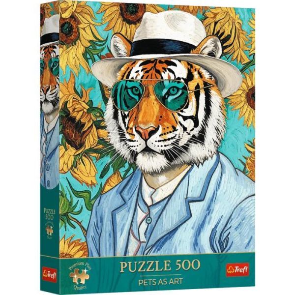 *預購260*波蘭品牌 Trefl / 老虎先生與向日葵 - 寵物藝術系列 / 500片 黑咖啡拼圖,拼圖,預購,老虎先生與向日葵,老虎先生,向日葵,寵物藝術系列,趣味,可愛,幽默,色,藝術家,藝術,主題,500片,Trefl,波蘭品牌