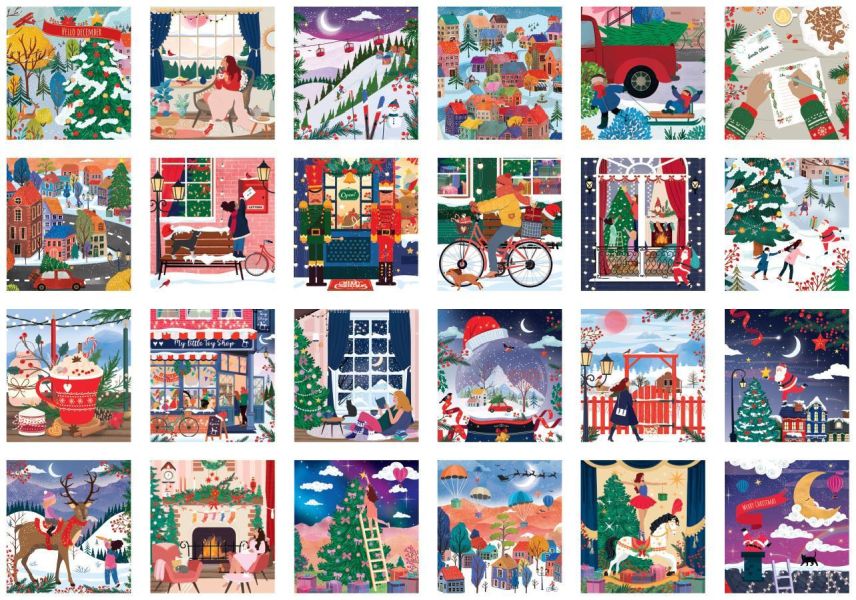 預購280*法國品牌 Pieces & Peace / 耶誕節倒數日曆 / 42片*24盒 黑咖啡拼圖,拼圖,預購,耶誕節倒數日曆,耶誕節,日曆拼圖,節慶,溫馨,節日,時光,驚喜,樂趣,魅力,節日倒數,溫馨,氣氛,色彩,細節豐富,特色,藝術家,藝術,主題,1008片,PiecesPeace,法國品牌