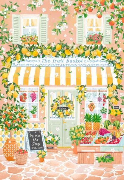 *預購245*法國品牌 Pieces & Peace / 水果店 / 1000片 黑咖啡拼圖,拼圖,預購,水果店,水果,商店,溫馨,可愛,溫暖色調,愜意,特色,藝術家,藝術,主題,1000片, Pieces & Peace,法國品牌