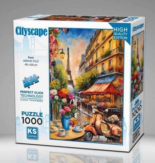 *預購244*土耳其品牌 KS Games / 巴黎 / 1000片 黑咖啡拼圖,拼圖,預購,巴黎,艾菲爾鐵塔,巴黎鐵塔,街景,復古,花店,商店,浪漫,美麗,旅行,特色,藝術家,藝術,主題,1000片,KS Gamesi,土耳其品牌