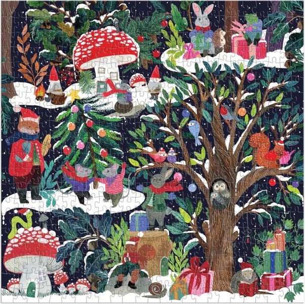 #現貨# 美國品牌 Galison / Yuletide Forest - 耶誕森林 / 500片 黑咖啡拼圖,拼圖,現貨,耶誕森林,森林,耶誕節,冬季,仙境,可愛,小動物,美麗,豐富,特色,藝術家,藝術,主題,500片,Galison,美國品牌
