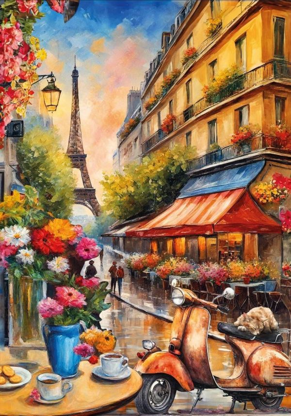 *預購244*土耳其品牌 KS Games / 巴黎 / 1000片 黑咖啡拼圖,拼圖,預購,巴黎,艾菲爾鐵塔,巴黎鐵塔,街景,復古,花店,商店,浪漫,美麗,旅行,特色,藝術家,藝術,主題,1000片,KS Gamesi,土耳其品牌