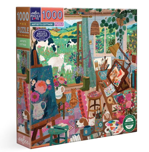 *預購206*美國品牌 eeBoo / 藝術家的鄉村小屋 / 1000片 黑咖啡拼圖,拼圖,預購,藝術家的鄉村小屋,鄉村小屋,鄉村,小屋,畫作,動物,可愛,溫馨,特色,藝術家,藝術,主題,1000片,eeBoo,美國品牌