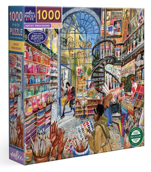 *預購206*美國品牌 eeBoo / 藝術用品店 / 1000片 黑咖啡拼圖,拼圖,預購,藝術用品店,用品店,商店,畫作,細節,顏料,美麗,可愛,特色,藝術家,藝術,主題,1000片,eeBoo,美國品牌