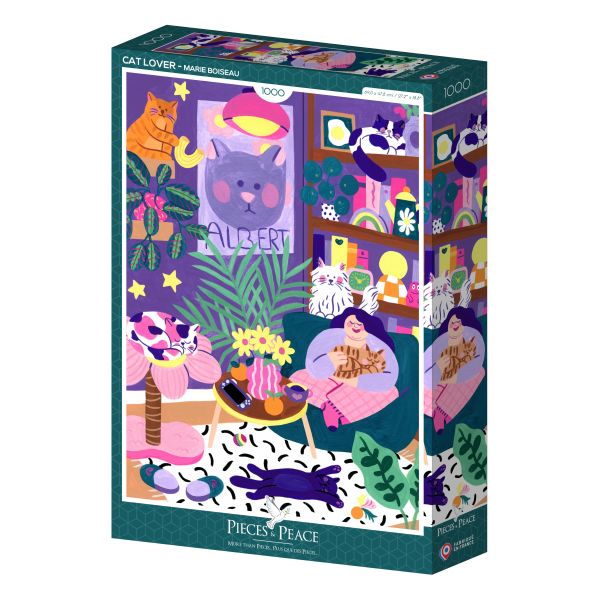 *預購210*法國品牌 Pieces & Peace / 愛貓者 / 1000片 黑咖啡拼圖,拼圖,預購,愛貓者,貓,幽默感,舒適空間,色彩豐富,樂趣,可愛,陪伴,角落,特色,藝術家,藝術,主題,1000片,PiecesPeace,法國品牌