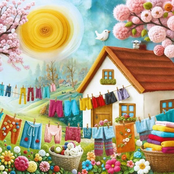 *預購243*波蘭品牌 Cherry Pazzi / 可愛羊毛草地 / 1000片 黑咖啡拼圖,拼圖,預購,可愛羊毛草地,羊毛,羊毛氈,草地,溫暖,可愛,童趣,花朵,多彩,美麗,鮮豔,特色,藝術家,藝術,主題,1000片,Cherry Pazzi,波蘭品牌