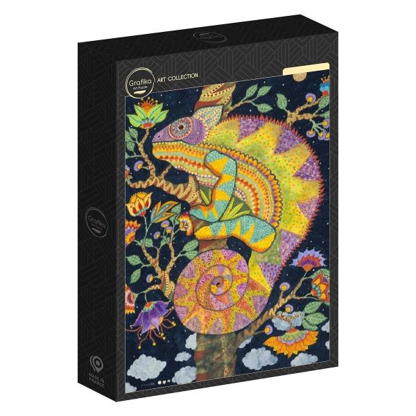 *預購272*法國品牌 Grafika / 午夜 / 1000片 黑咖啡拼圖,拼圖,預購,午夜,變色龍,幾何紋路,鮮豔色彩,奇幻,神秘,視覺,想像力,特色,藝術家,藝術,主題,500片,Grafika,法國品牌
