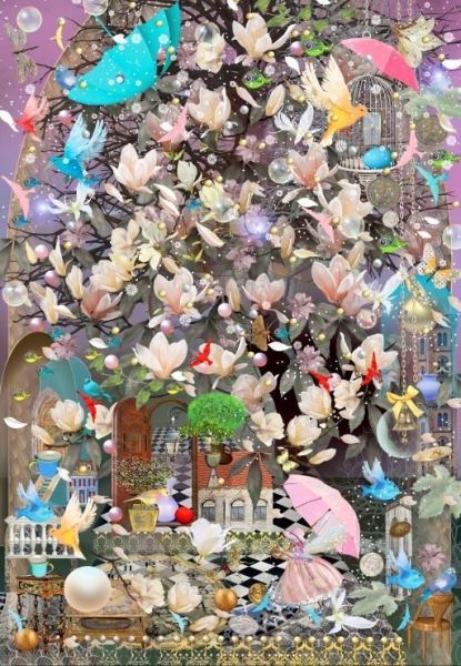 *預購272*法國品牌 Grafika / 柔和春風 / 1000片 黑咖啡拼圖,拼圖,預購,柔和春風,柔和,春風,花樹,夢幻,飛鳥,細節豐富,漸層,建築,浪漫,童話感,美麗,特色,藝術家,藝術,主題,1000片,Grafika,法國品牌