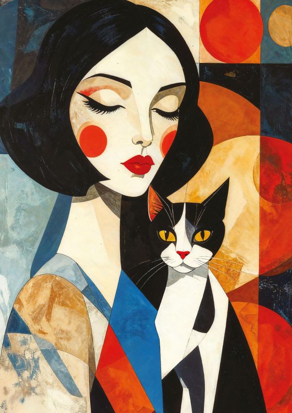 *預購253*土耳其品牌 Art Puzzle / 靜謐中的和諧 - WOWO系列 / 1000片 黑咖啡拼圖,拼圖,預購,靜謐中的和諧,靜謐,和諧,貓咪,現代藝術,幾何構圖,情感,立體派風格,色彩鮮艷,特色,藝術家,藝術,主題,1000片,ArtPuzzle,土耳其品牌