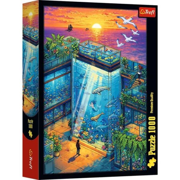 *預購260*波蘭品牌 Trefl / 水族世界 / 1000片 黑咖啡拼圖,拼圖,預購,水族世界,水族箱,世界,建築,自然,共生,海洋,奇幻,元素,船隻,鳥群,夕陽,層次,超現實藝術,特色,藝術家,藝術,主題,1000片,Trefl,波蘭品牌