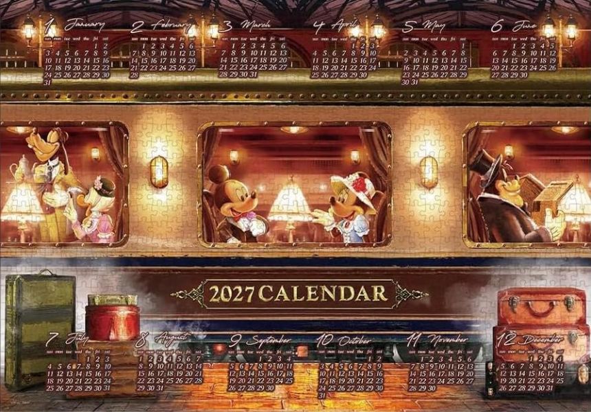 預購273*日本品牌 Tenyo / 車窗外的晚會 - 2027年曆拼圖 / 1000片 黑咖啡拼圖,拼圖,預購,車窗外的晚會,2027年曆拼圖,迪士尼,米奇米妮,復古浪漫,豪華列車,旅行,美好時光,可愛,浪漫,角色,特色,藝術家,藝術,主題,1000片,Tenyo,日本品牌