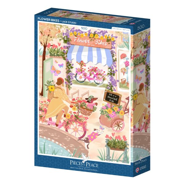 *預購257*法國品牌 Pieces & Peace / 花自行車 / 500片 黑咖啡拼圖,拼圖,預購,花自行車,花卉,自行車,商店,美麗,可愛,小動物,自在,愜意,旅行,溫馨,特色,藝術家,藝術,主題,500片,PiecesPeace,法國品牌