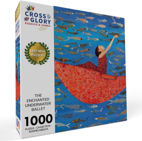*預購207*美國品牌 Cross & Glory / 夢幻的水中芭蕾 / 1000片 黑咖啡拼圖,拼圖,預購,夢幻的水中芭蕾,水中芭蕾,夢幻,海底世界,紅色小船,特色,藝術家,藝術,主題,1000片,Cross & Glory,美國品牌
