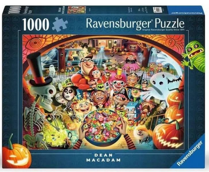 #現貨# 德國品牌 Ravensburger / Trick or Treat! - 不給糖就搗蛋 / 1000片 黑咖啡拼圖,拼圖,現貨,不給糖就搗蛋,萬聖節,節日,氛圍,裝扮,角色,有趣,糖果,細節,氛圍,特色,藝術家,藝術,主題,1000片,Ravensburger,德國品牌