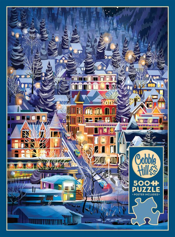 #現貨# 加拿大品牌 Cobble Hill / Ski Stadt - 滑雪小鎮 / 500片 黑咖啡拼圖,拼圖,現貨,滑雪小鎮,滑雪,小鎮,城市,冬季,村莊,可愛,溫馨,燈光,雪地,浪漫,特色,藝術家,藝術,主題,500片,CobbleHill,加拿大品牌