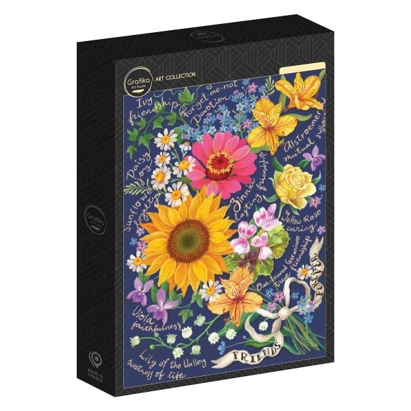 *預購272*法國品牌 Grafika / 友誼花束 / 1000片 黑咖啡拼圖,拼圖,預購,友誼花束,友誼,花束,花語,祝福,植物,文字,花卉象徵,花卉,色彩對比,色彩鮮艷,友情,特色,藝術家,藝術,主題,1000片,Grafika,法國品牌