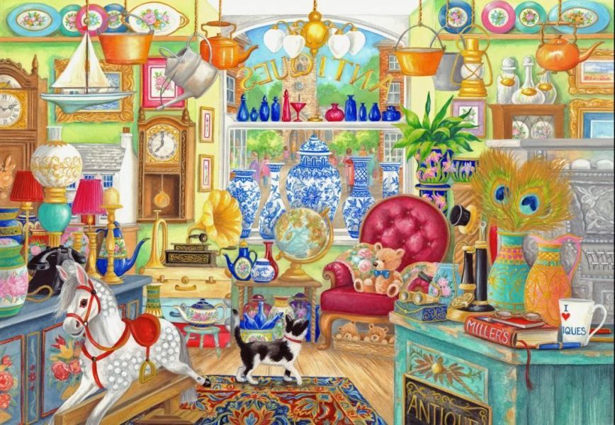 *預購256*法國品牌 Bluebird / 古董店 / 1000片 黑咖啡拼圖,拼圖,預購,古董店,古董,商店,懷舊,收藏,元素,回憶,溫暖,可愛,童趣,特色,藝術家,藝術,主題,1000片,Bluebird,法國品牌