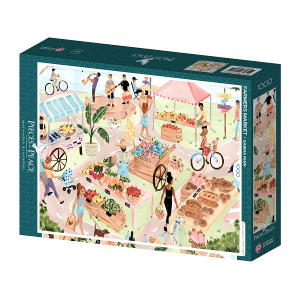 *預購245*法國品牌 Pieces & Peace / 農夫市集 / 1000片 黑咖啡拼圖,拼圖,預購,農夫市集,農夫,市集,麵包,蔬菜,花卉,熱鬧,可愛,溫馨,溫暖色調,愉快,旅行,特色,藝術家,藝術,主題,1000片, Pieces & Peace,法國品牌
