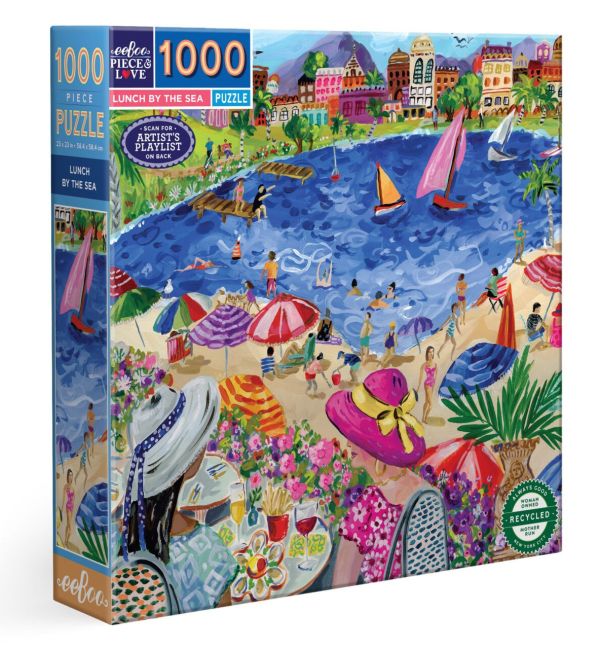*預購206*美國品牌 eeBoo / 海邊午餐 / 1000片 黑咖啡拼圖,拼圖,預購,海邊午餐,海邊,午餐,微風,悠閒,旅行,愉快,可愛,特色,藝術家,藝術,主題,1000片,eeBoo,美國品牌