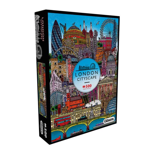 *預購199* 英國品牌 Gibsons / 倫敦城市景觀 / 500片 黑咖啡拼圖,拼圖,預購,倫敦城市景觀,倫敦,景觀,地標,建築,多彩,聖保羅大教堂,倫敦眼,大笨鐘,活力,著名,城市,世界,特色,藝術家,藝術,主題,500片,Gibsons,英國品牌