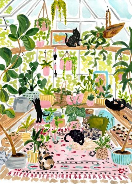 *預購245*法國品牌 Pieces & Peace / 植物貓 / 500片 黑咖啡拼圖,拼圖,預購,植物貓,植物,貓咪,可愛,童趣,溫馨,溫暖色調,童趣,特色,藝術家,藝術,主題,500片, Pieces & Peace,法國品牌