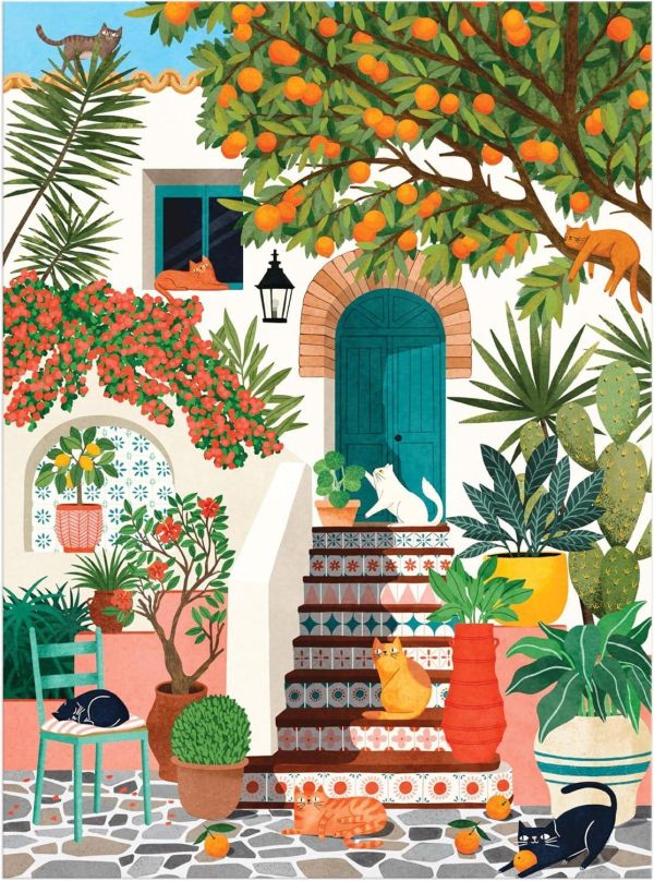 *預購251*美國品牌 Galison / 地中海貓 / 1000片 黑咖啡拼圖,拼圖,預購,地中海貓,地中海,貓,海濱別墅,建築,魅力,歐洲風格,色彩,美麗,特色,藝術家,藝術,主題,1000片,Galison,美國品牌