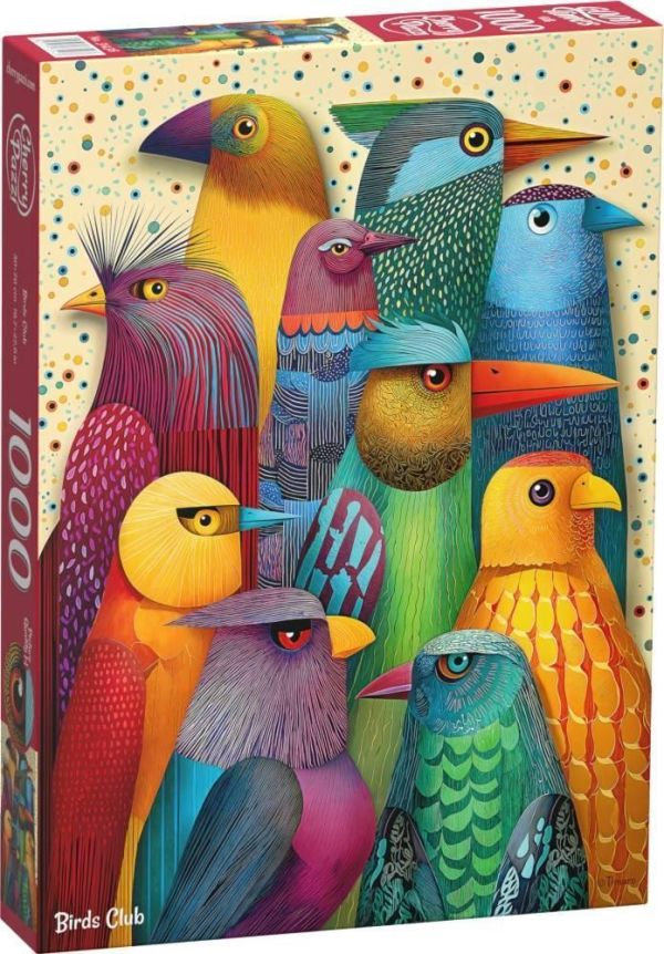 #現貨# 波蘭品牌 Cherry Pazzi / Bird Club - 賞鳥俱樂部 / 1000片 黑咖啡拼圖,拼圖,現貨,賞鳥俱樂部,鳥,俱樂部,多彩,可愛,幽默,童趣,特色,藝術,主題,1000片,CherryPazzi,波蘭品牌