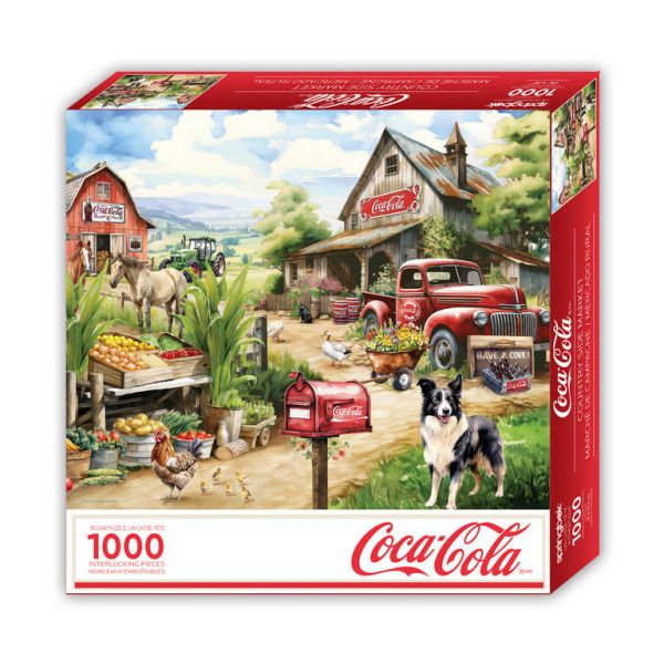 *預購213*美國品牌 Springbok / 可口可樂鄉村市場 / 1000片 黑咖啡拼圖,拼圖,預購,可口可樂鄉村市場,可口可樂,鄉村市場,市場,美國風,復古皮卡車,農場動物,標識,懷舊,元素,禮物,不規則拼片,特色,藝術家,藝術,主題,1000片,Springbok,美國品牌