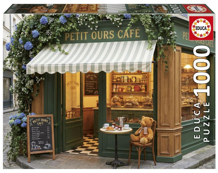 *預購250*西班牙品牌 Educa / 小熊咖啡館 / 1000片 黑咖啡拼圖,拼圖,預購,小熊,咖啡館,商店,街角,浪漫,法式風情,優雅,生活感,細節,泰迪熊,可愛,美麗,特色,藝術家,藝術,主題,1000片,Educa,西班牙品牌