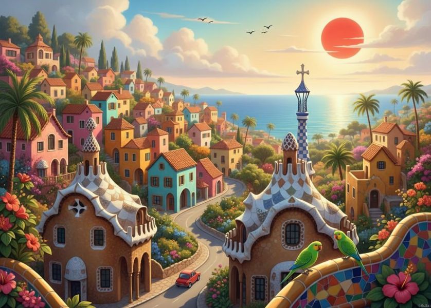 *預購247*法國品牌 Alipson / 巴塞隆納之夢 / 500片 黑咖啡拼圖,拼圖,預購,巴塞隆納之夢,巴塞隆納,西班牙,高第建築,旅行,建築,可愛,童趣,特色,藝術家,藝術,主題,500片,Alipson,法國品牌