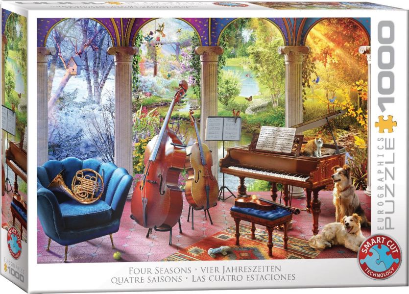 #現貨盒損拼圖# 加拿大品牌 Eurographics / The Four Seasons - 音樂四季 / 1000片 黑咖啡拼圖,拼圖,現貨,音樂四季,音樂,四季,季節,時光,流轉,美麗,樂器,小動物,特色,藝術家,藝術,主題,1000片,Eurographics,加拿大品牌