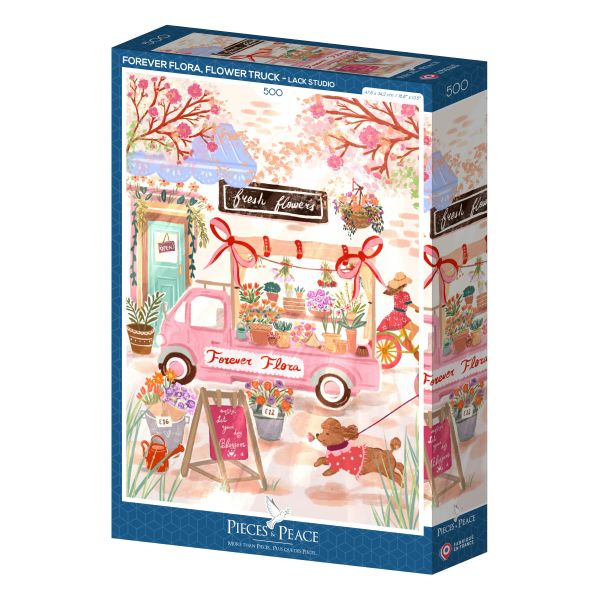 *預購210*法國品牌 Pieces & Peace / 花車 / 500片 黑咖啡拼圖,拼圖,預購,花車,花,浪漫,都市,春天漫步,街景,小鎮風情,柔和色調,幸福感,美麗,繽紛,特色,藝術家,藝術,主題,500片,PiecesPeace,法國品牌