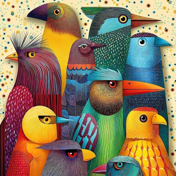 #現貨# 波蘭品牌 Cherry Pazzi / Bird Club - 賞鳥俱樂部 / 1000片 黑咖啡拼圖,拼圖,現貨,賞鳥俱樂部,鳥,俱樂部,多彩,可愛,幽默,童趣,特色,藝術,主題,1000片,CherryPazzi,波蘭品牌