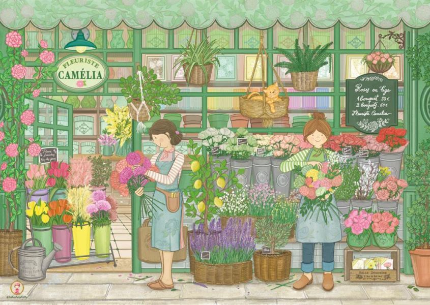 *預購261*土耳其品牌 Magnolia / 山茶花店 / 1000片 黑咖啡拼圖,拼圖,預購,山茶花店,山茶花,花店,商店,花卉,美麗,舒適,溫暖,美麗,愜意,豐富,色彩,可愛,特色,藝術家,藝術,主題,1000片,Magnolia,土耳其品牌