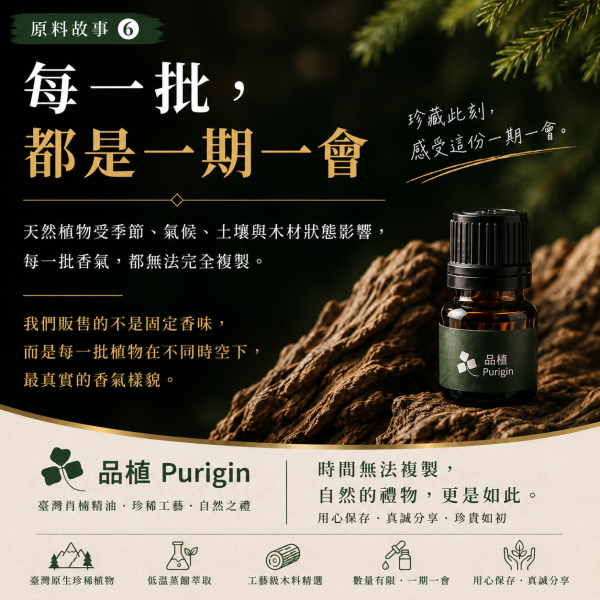 臺灣三峽滿月圓｜三峽｜桃園復興鄉低溫肖楠木精油｜工藝級肖楠木・低溫蒸餾・限量批次一期一會 臺灣肖楠木精油,
臺灣低溫肖楠木精油,
臺灣桃園復興肖楠,
臺灣三峽滿月圓肖楠,
臺灣三峽肖楠,
肖楠木精油,
低溫蒸餾精油,
天然木質香,
森林木質香,
木質香精油,
工藝級肖楠,
Calocedrus formosana,
Purigin,
品植
