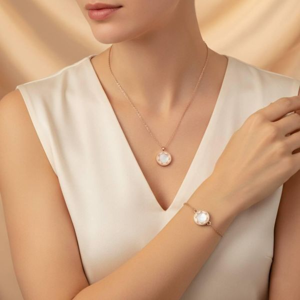 獨家-316鈦鋼-玫瑰金白貝精油項鍊 手環｜贈送棉片 項鍊 手鍊 薰香手鍊 薰香手環 送禮 情緒芳療