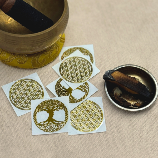 生命之花 豐盛樹 金屬銅貼紙 能量,淨化,貼紙,符號,生命之花,豐盛樹,品植purigin,金屬貼紙