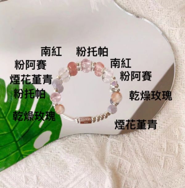 燈/17.5 粉托帕 乾燥玫瑰兔毛/粉托帕項鍊/西瓜碧璽/超七草莓 