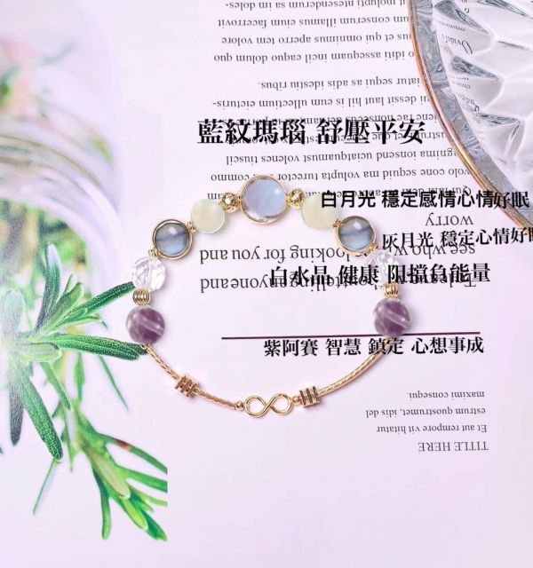 16 藍紋 灰白月光 白水晶 紫阿賽 