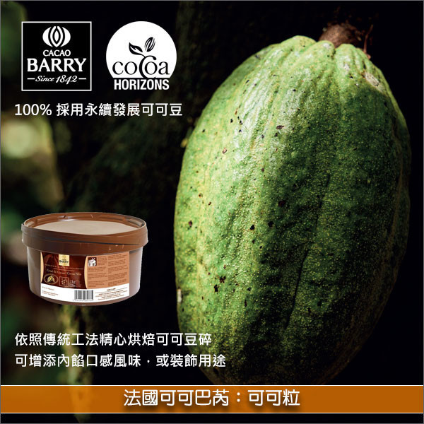 法國可可巴芮 Cacao Barry：可可粒（可可豆碎）1kg 蛋糕,乳酪蛋糕,布朗尼,甜甜圈