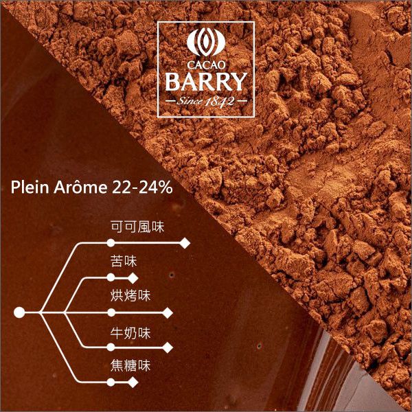 法國可可巴芮 Cacao Barry：防潮可可粉【Plein Arôme、22%~24%、棕色、輕鹼化】1kg 蛋糕,甜點,餅乾,裝飾,醬汁,冰淇淋,可可熱飲