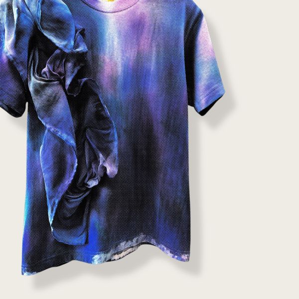 no.151 #雲朵花立裁手繪上衣 | 1號 短版上衣, 雲朵造型T-shirt, 台灣設計, 手作衣服, 重磅純棉T恤, 百搭短袖, 高腰褲搭配, 手繪服飾, 春夏上衣推薦