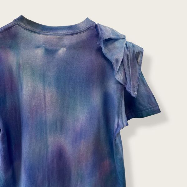 no.151 #雲朵花立裁手繪上衣 | 1號 短版上衣, 雲朵造型T-shirt, 台灣設計, 手作衣服, 重磅純棉T恤, 百搭短袖, 高腰褲搭配, 手繪服飾, 春夏上衣推薦