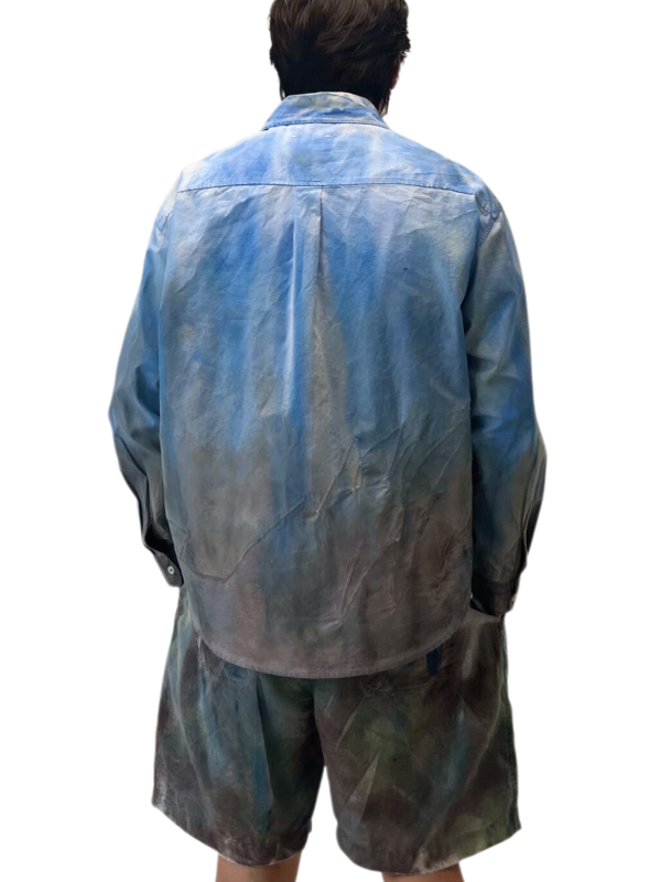 no.208 手繪純棉襯衫 | 5號 手繪襯衫, 純棉上衣, 設計師服飾, 台灣品牌, 藝術穿搭, 手工上色, unisex上衣, 可機洗襯衫, 獨特剪裁, 咻咻手繪